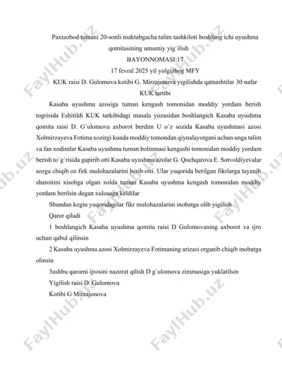talim yig'ilishi bayonnomasi — DOCX