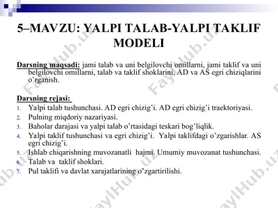 yalpi talab-yalpi taklif modeli — PPT