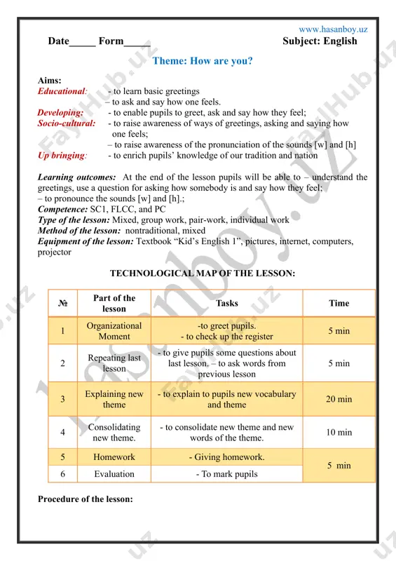 ctions in lesson 1. this time practise singing the song with your pupils. option: besides you can play the game “good morning. good bye”. say that now they will play a good game, but first they must learn how to say one little word “goodbye”. explain that it is very important to learn it because polite people should not only greet but also say goodbye properly. then work with your pupils on the pronunciation of “goodbye”. the rules of the game are as follows: 1) select a pupil. he or she will stand by the door and will not look at the others. 2) one of the pupils chosen by you says loudly “good morning” (here he/she can change his\her voice). 3) the pupil standing by the door should guess who has greeted and answer “good morning, malik”. 4) if he/she has guessed right, malik tells him/her “good morning”. if …