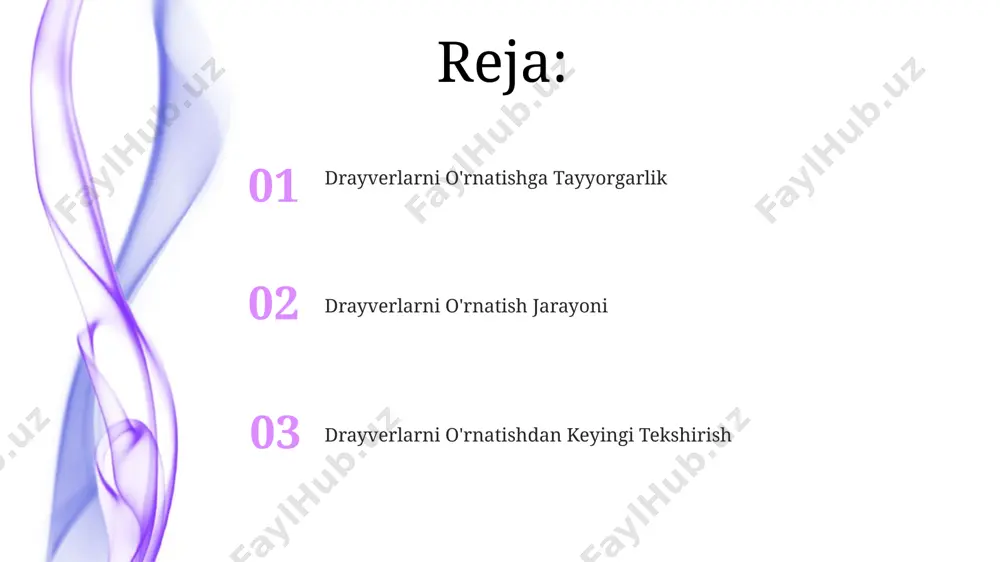 irish uchun "uninstall" funksiyasidan foydalanish yetarli emas, ba'zan qo'shimcha ravishda tizim registridan ham tegishli yozuvlarni o'chirish kerak bo'ladi. drayverlarni o'chirish uchun qurilmalar menejeridan foydalanishingiz mumkin, bu yerda 100 dan ortiq qurilma va ularning drayverlari ro'yxati mavjud bo'lib, keraksiz drayverlarni tanlab o'chirishingiz mumkin. ba'zi drayverlarni o'chirish tizimning ishlashiga ta'sir qilishi mumkin, shuning uchun 3-chi tomon dasturlari orqali drayverlarni o'chirishdan oldin ehtiyotkorlik bilan o'ylab ko'ring. windowsda drayverlarni o'rnatish windowsda drayverlarni qo'lda o'rnatish uchun qurilmangiz uchun mos keladigan .exe yoki .inf faylini yuklab olib, uni ikki marta bosishingiz va ekrandagi ko'rsatmalarga amal qilishingiz kerak. jarayon 5-10 minut davom etishi mumkin. windows update orqali avtomatik drayver yangilanishlarini tekshirish uchun "sozlamalar" > "yangilanish va xavfsizlik" > "windows update" ga o'ting va "yangilanishlarni tekshirish" tugmasini bosing. taxminan 100 dan ortiq drayverlar yangilanishi mumkin. qurilma menejeri (device manager) orqali drayverlarni yangilash uchun, qurilmangizni o'ng tugmasini bosing, "drayverlarni yangilash" ni tanlang va keyin "avtomatik qidiruv" yoki "qo'lda tanlash" …