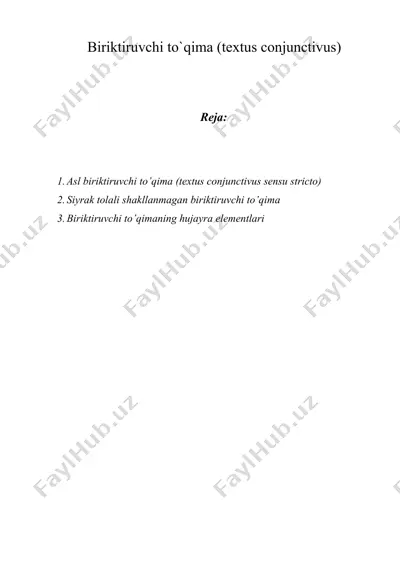 biriktiruvchi to`qima (textus conjunctivus) — DOCX