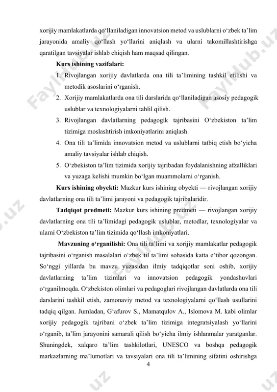 a’limi maktabdan boshlab oliy ta’limgacha bo‘lgan barcha ta’lim bosqichlarida tizimli ravishda tashkil etilgan bo‘lib, bu jarayonda davlat dasturlari, o‘quv rejalar va metodik qo‘llanmalar muhim rol o‘ynaydi. ona tili ta’limining samarali tashkiliy asoslari orasida, birinchi navbatda, davlat tomonidan qabul qilingan qonunlar va normativ hujjatlar asosida ona tilining davlat tili sifatida rivojlanishi ta’minlanadi. ta’lim muassasalari uchun belgilangan standartlar va o‘quv dasturlari ona tilini o‘rgatishda yagona tizim va metodik yo‘nalishlarni shakllantirishga xizmat qiladi. shu bilan birga, o‘qituvchilar uchun muntazam malaka oshirish kurslari va metodik seminarlari tashkil etilib, pedagoglarning kasbiy saviyasi va didaktik malakalari oshirilmoqda. ona tili darslarida qo‘llaniladigan metodik yondashuvlar ham doimiy takomillashib bormoqda. o‘zbek tilini o‘rgatishda an’anaviy dars metodlaridan tashqari, kommunikativ yondashuv, interfaol o‘qitish usullari va zamonaviy pedagogik texnologiyalar keng qo‘llanilmoqda. bu esa o‘quvchilarning til ko‘nikmalarini yanada samarali rivojlantirishga, ularni mustaqil fikrlashga va amaliy muloqotga tayyorlashga xizmat qiladi. o‘quv jarayonida dialog, rolli o‘yinlar, suhbat va matn tahlili kabi faol metodlar o‘z o‘rnini …