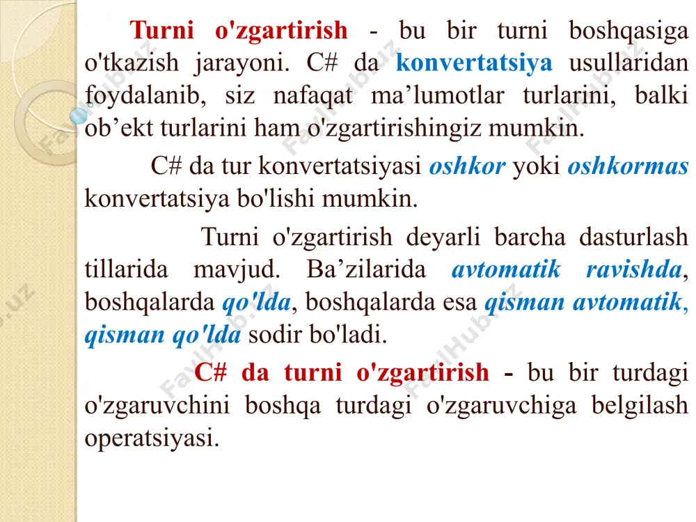 c# da turni boshqa turga keltirish - Page 3