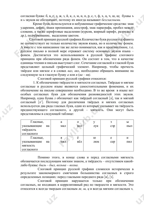 о значку «кратка» над буквой. во второй половине xix века, по предложению я.к.грота, букву й стали называть «и краткое». однако это название неудачное. оно связывает букву й со звуком «и неслоговое», хотя обозначает и звук j. поэтому в школьных учебниках сейчас приводится новое название буквы й – «й» (читается как ий). буквы ъ и ь в научной литературе называют «ер» и «ерь». в школьных учебниках эти буквы определяются как «твёрдый знак» и «мягкий знак». название «мягкий знак» соответствует одной из функций ь – указывать на мягкость предшествующей согласной. название «твёрдый знак» возникло тогда, когда ъ писали на конце слова после твёрдой согласной (домъ, столъ, миръ). комплексные названия обозначают классы букв. в современном русском алфавите 33 буквы: 10 гласных букв: а, е, ё, и, о, у, ы, э, ю, я; 21 согласная буква: б, в, г, д, ж, з, й, к, л, м, н, п, р, с, т, ф, х, ц, …