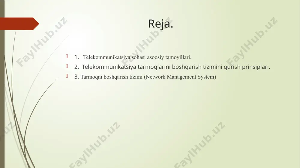 ngan telekommunikatsiya sohasidagi vaziyat va o'zgarishlar. bu ko'p jihatlari bilan ajralib turadi: ngn – keyingi avlod tarmog`ining arxitekturasi va afzalliklari so`ngi o`tgan 15 yil mobaynida axborot-kommunikatsiya texnologiyalarining rivojlanishi natijasida, mamlakatimiz aloqa sohasida yuqori natijalarga erishilmoqda. telekommunikatsiya tarmoqlarini modernizatsiyalash, zamonaviy texnologiyalarni qo`llash, yangi raqamli texnika vositalarini o`rnatish, ularni optimallashtirish ishlari natijasida, jahon axborot integratsiyalashuv jarayoniga o`zbekistonning jadal suratda qo`shilishi ko`zga tashlanmoqda ngn texnologiyasining respublikamiz aloqa tarmoqlarida qo`llanilishi, aloqa sifat ko`rsatkichlarini jahon standarti talabiga javob beradigan pog`onaga olib chiqmoqda. ngn texnologiyasi asosida qurilgan tarmoq (ya`ni ngn tarmoq) universal tarmoq hisoblanib, paketli kommutatsiya asosida ixtiyoriy turdagi ma`lumotlarni (tovush, video, rasm, televizion kadr va boshqalar) sifatli, yo`qotishlarsiz va yuqori tezlikda uzatish imkoniyatiga egadir. ngn tarmog`i turli xil ma`lumotlar trakti uchun kerak bo`ladigan barcha xizmatlarni ta`minlash imkoniyatiga egadir, ya`ni (qos-quality of service) xizmat ko`rsatish sifati yuqori ko`rsatgichga egadir. nazariy jihatdan o`ylab qaralganda ngn tarmog`i ayni paytda foydalanib kelinayotgan umumfoydalanuvchi telefon tarmog`i (uftt-pstn), ma`lumotlar uzatish tarmog`i …
