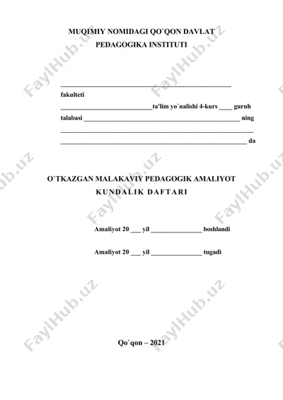 malakaviy pedagogik amaliyot kundaligi — DOC