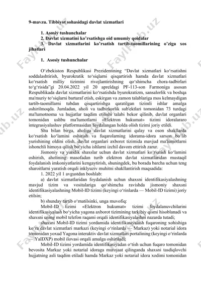 tibbiyot sohasidagi davlat xizmatlari — DOCX