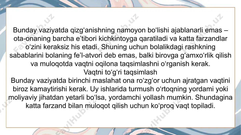 uning kasb tanlashida ahamiyati juda kattadir.bog’cha yoshidagi davrda bolalarda muloqotning yangi motivlari yuzaga keladi. u shaxsiy va ishbilarmonlik motivlaridir. shaxsiy muloqot motivlari bu bolaning tashvishga solayotgan ichki muammolari bilan bog’liq, ishbilarmonlik motivlari esa u yoki bu ishni bajarish bilan bog’liq bo’lgan motivlardir. bu motivlarga asta-sekinlik bilan bilim, ko’nikma va malakalarni egallash bilan bog’liq bo’lgan o’qish motivlari qo’yiladi. ko'pgina olimlar bu savolga turlicha javob berishadi, ammo har qanday holatda ham javob noaniq. ko'pgina tadqiqotchilar hali ham bolada bunday fazilatlarni tarbiyalashning iloji yo'qligiga rozi bo'lishadi, faqat ularni singdirishga harakat qilish mumkin. har bir bolaning individual idrokini aniq nima aniqlashini aytish juda qiyin. katta ehtimol bilan bu oiladan keladi. agar bola tinch, yoqimli muhitda o'sgan bo'lsa, unda bu fazilatlarni "uyg'otish" osonroq bo'ladi. zo'ravonlik va doimiy stress muhitida yashaydigan bolaning o'qituvchining urinishlariga bo'ysunish ehtimoli kamroq bo'lishi mantiqan to'g'ri. shuningdek, ko'plab psixologlarning ta'kidlashicha, muammo bolaning uyda va jamoada oladigan tarbiyasi o'rtasidagi nomuvofiqlikda. bunday qarama-qarshilik oxir-oqibat …