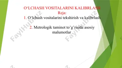 o‘lchash vositalarini kalibrlash — PPTX