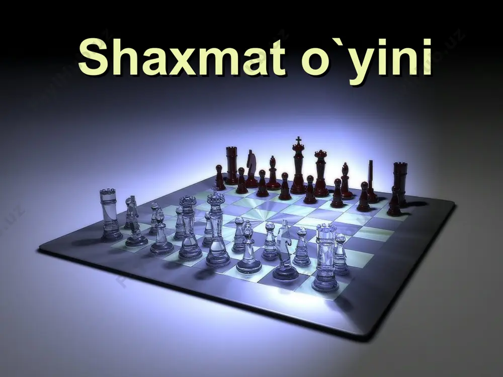 va raqibning donalari ustidan, ikki xonadan keyin yon tomondagi uchinchi xonaga yuradi. oq xonada turgan bo'lsa qora xonaga yuradi, qoradan — oqqa. o`zbekiston zaminida sh. chuqur ildiz otganini tasdiqlovchi manbalar mavjud. 1972 yilda dalvarzintepa (surxondaryo)da olib borilgan arxeologik qazilmalar vaqtida kushon davri (1— 2-asrlar)ga oid sh. donalari, 1977 yilda afrosiyob (samarqand)da o`tkazilgan tadqiqotlar chog`ida 7—8-asrlarga taalluqli 7 ta sh. donasi topilgan. 9-asrda yashagan arab olimi va shatranjchisi aladliyning yozishicha, shatranjdagi inson tafakkurini cheklagan shashxoldagi xollarning tushishiga qarab yurish (shashxol)ning bekor qilinishi va bu o`yinning rivojlanishida o`rta osiyo xalqlari muhim rol o`ynagan. 20-asrning 90-yillaridan o`zbekiston sh.ida yuksalish boshlandi. erkaklar terma jamoasi jahon sh. olimpiadasida 2-o`rinni egalladi (1992), osiyo chempionatida g`alaba qozondi (1999). ibrohim hamroqulov o`smirlar o`rtasida jahon birinchiligida g`olib chiqdi (1998). rustam qosimjonov osiyoning birinchi (1998), jahonning 17-chempioni (2004) bo`ldi. fide tasnifi bo`yicha jahon chempionlariv. steynits 1886 — 1894e. lasker 1894 — 1921x.r. kapablanka 1921 1927a. alyoxin 1927 — 1935, 1937 …