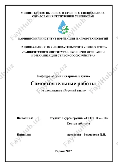 самостоятельные работы по дисциплине «русский язык» — DOCX