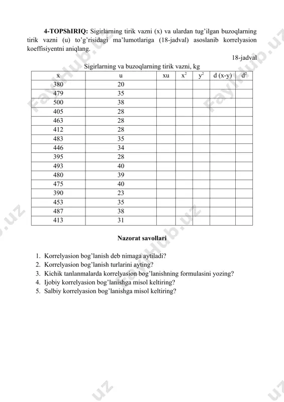 kichik tanlamalar uslubida korrelyasiya koeffitsiyentini hisoblash - Page 5