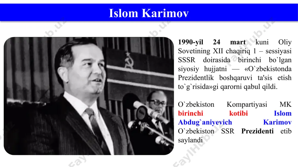 islom karimovning o'zbekiston mustaqillikka erishish ostonasida o'z vazifalari - Page 3