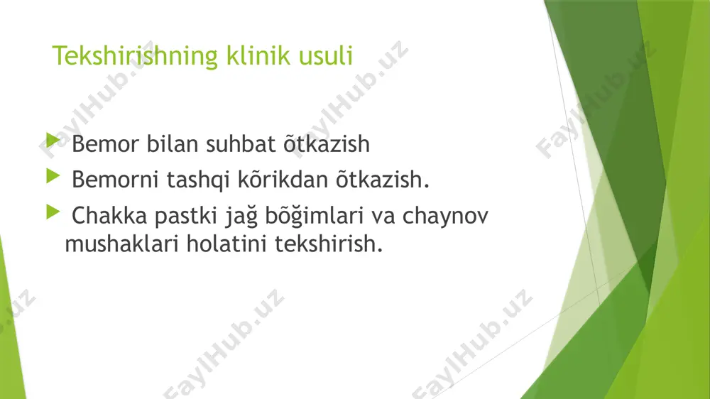 tishlarning qattiq tõqimalari zararlanganda bemorni tekshirish usullari - Page 5