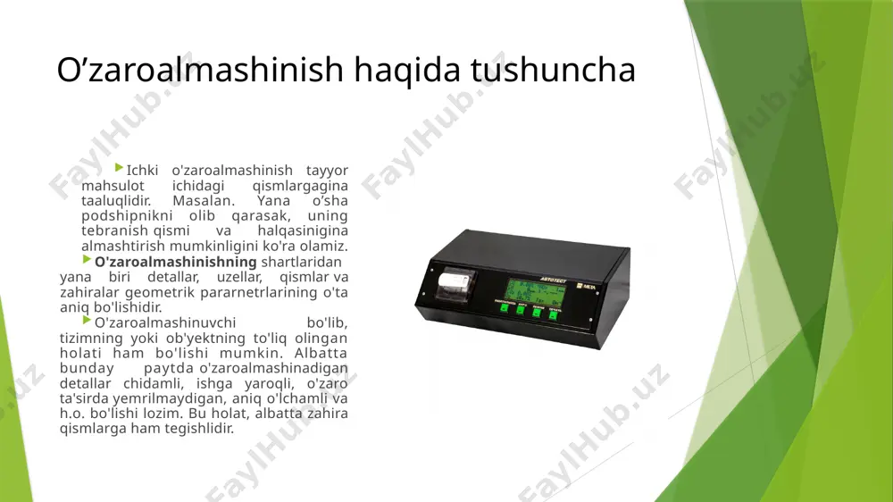 va quyi chetga chiqishlur orasidagi algebraik farq. 9). kvalitet - (fransuz tilidan tarjima qilsa: qualite—sifat tushunchasi chiqadi) berilgan nominal o'lchamlar diapazonidagi doimiy nisbiy aniqlikni xarakterlaydigan cheklanmalar yig'indisidir. image1.png image2.jpeg image3.jpeg image4.jpeg image5.jpeg image6.jpeg image7.jpeg image8.jpeg image9.png
