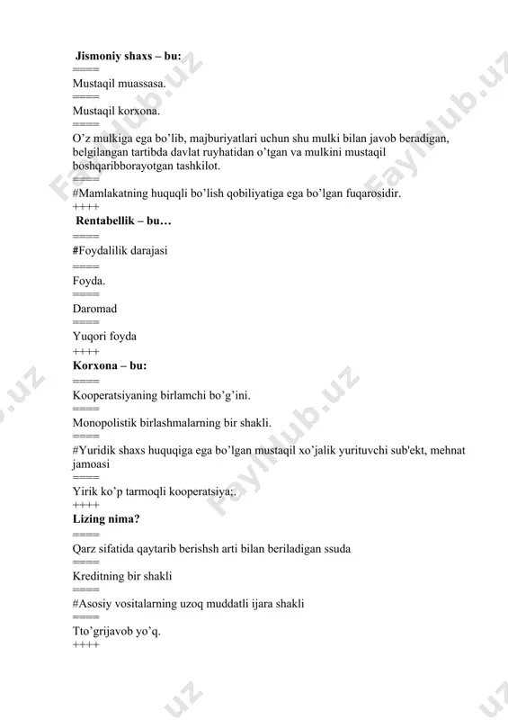 ==== ishlovchilarning bilimi, malakasi ==== ishlab chiqarishning tabiiy sharoitlari ++++