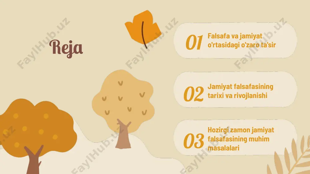 a'sir va yangi g'oyalar paydo bo'ladi. 3. yangi davr: inson erkinligi va adolat masalalari muhokama qilinadi. 4. zamonaviy davr: ijtimoiy o'zgarishlar va falsafiy g'oyalar jamiyatni shakllantiradi. photo by elmer cañas on unsplash muqaddas matnlar va falsafa muqaddas matnlar, masalan, injil va qur'on, jamiyat falsafasida asosiy o'rin egallaydi. falsafiy g'oyalar va e'tiqodlar o'rtasidagi bog'liqlik, ijtimoiy va axloqiy qadriyatlarni shakllantirishda muhim rol o'ynaydi. misollar: diniy falsafa, masalan, sokratning axloqiy tushunchalari, insoniyat tarixida ijtimoiy tartibni belgilovchi omil bo'lgan. bu ta'sir, jamiyatning axloqiy qoidalari va taraqqiyotiga sezilarli darajada ta'sir ko'rsatadi. 01 03 02 04 jamiyat falsafasining zamonaviy yo'nalishlari zamonaviy jamiyat falsafasi bir qator asosiy yo'nalishlarga ega bo'lib, ijtimoiy muammolarni hal qilishga qaratilgan. ushbu yo'nalishlar adolat, tenglik va erkinlik kabi qadriyatlarni o'z ichiga oladi. asosiy postmodernizm, feminist falsafa, ijtimoiy adolat, ekologik falsafa. muammolar ijtimoiy adolat, kuch va ta'sir, shaxs erkinligi masalalari. ijtimoiy adolat, tenglik, erkinlik jamiyat barqarorligi uchun muhimdir. yechimlar zamonaviy falsafiy yondashuvlar masalalarni hal …
