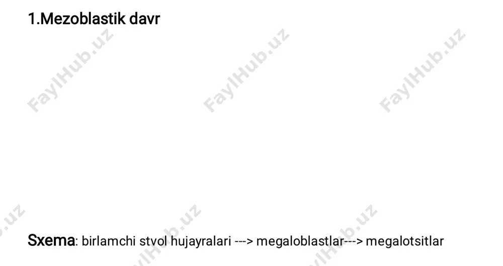 itoplazmaning fragmentlari trombotsitlar ko`rinishida ajratiladi(tromboplastinka holida) megakariotsitning qolgan yadro saqlovchi qismi sitoplazma hajmini qayta tiklashi va yangi trombotsitlar shakllantirish mumkin 1 megakariotsit 26000 ta trombotsit hosil qilgan bo`lishi mumkin. qolib ketgan qismlari apaptoz yo`li bilan o`lib , makrofag tomonidan yutiladi. yadrosining dnksi me`yordan 30 marta yuqori bo`ladi      1. 2. limfopoez iii sinf -> pre-b hujayra, pre-t hujayra iv sinf -> b-limfoblast , t-limfoblast v sinf -> b-prolimfotsit, t-prolimfotsit yetilmagan hujayra -> b-limfotsit, t- limfotsit limfotsitlarning yetilishi 2 bosqichda yetiladi antigenga bog`liq bo`lmagan yetilish antigenga bog`liq bo`lgan yetilish   a.    antigenga bog`liq bo`lmagan yetilish markaziy qon hosil qiluvchi organlarda voyaga yetganda sekin-asta to`xtaydi kalit jarayon (genlar reanjirovkasi) limfotsitlarning ig ga o`xshash membrana retseptorlari genlari shakllanadi shunga mos genom sohasi qayta tuziladi natijada turli hujayralarda turlicha ko`plab antigen spetsifiklikka ega hujayaralar hosil bo`ladi   b) paydo bo`lgan limfotsit klonlarini tanlash (seleksiya) 1.musbat …