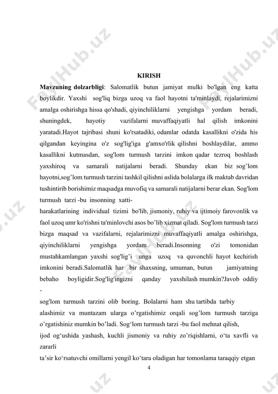 ngishga yordam beradi. insonning o'zi tomonidan qo'llab-quvvatlanadigan va mustahkamlangan yaxshi sog'liq unga uzoq va baxtli hayot kechirishga imkon beradi. psixoaktiv moddalar (giyohvand moddalar) psixofaol moddalarni (giyohvand moddalarni) iste'mol qilishga qaramlik - bu og'riqli tortishish bo'lib, u birinchi navbatda tananing aqliy va jismoniy funktsiyalarini jiddiy buzilishlarga olib keladi. dorilar zahar ekanligi hech kimga sir emas. qabul qilingan miqdordan qat'i nazar, ular sog'lig'imizga tuzatib bo'lmaydigan zarar etkazadi. giyohvand moddalar uchta xususiyatga ega bo'lishi kerakligi umumiy qabul qilinadi: ular asta-sekin qaramlikka olib keladi va ular jismoniy va psixologik qaramlikdir. jismoniy qaramlik, giyohvand moddalarni iste'mol qilmagan taqdirda, giyohvandning ahvoli keskin yomonlashishi, og'riq, ko'ngil aynishi, qusish va ichki organlarning buzilishi paydo bo'lishi bilan ifodalanadi, bu xalq tilida "olib tashlash" deb ataladi. psixologik qaramlik, giyohvandning yana giyohvand moddalarni olish uchun hamma narsaga tayyorligida namoyon bo'ladi. giyohvand moddalarning asosiy xavfi shundan iboratki, ularni qabul qilgandan so'ng, qayta-qayta foydalanish uchun chidab bo'lmas ishtiyoq paydo bo'ladi va giyohvand endi …