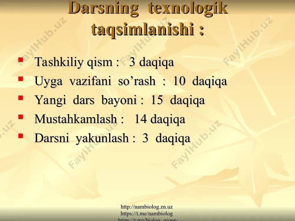 /biolog_group tush ko’rish uyquda sodir bo’ladigan subyektiv – psixik hodisa. chuqur uyqu vaqtida bosh miya po’stlog’ining ayrim qismlaridagi , ayniqsa ensa qismidagi ko’rish markazlarining nerv hujayralari to’liq tormozlanmaydi, yani ularning ba’zilari kuchsiz qo’zg’alish holatida bo’ladi. i.m.sechenov - “tush ko’rish – bu ko’rgan-kechirganlari ta’sirning uyqu vaqtida aralash-quralash holdagi ko’rinishidir” http://nambiolog.zn.uz https://t.me/nambiolog https://t.me/biolog_group http://nambiolog.zn.uz https://t.me/nambiolog https://t.me/biolog_group http://nambiolog.zn.uz https://t.me/nambiolog https://t.me/biolog_group http://nambiolog.zn.uz https://t.me/nambiolog https://t.me/biolog_group itlar ustida olib borilgan tadqiqot natijasi : ovqatsiz qoldirilgan it 20-25 kun bardosh berib , tanasini 50% vaznini yo’qotgan . uyqusiz qoldirilgan it esa 12 kundan so’ng atigi 5% vazni kamaygan holda vafot etgan . odam umrini 1/3 qismini uyquda o’tkazadi. buni ma’nosi shuki , 75 yoshli odam hayotining 25 yilini uxlab o’tkazadi uyqusizlik organizmga salbiy ta’sir etadi. qadimgi xitoyda o’lim jazosi iuqusizlik orqali amalga oshirilgan. http://nambiolog.zn.uz https://t.me/nambiolog https://t.me/biolog_group http://nambiolog.zn.uz https://t.me/nambiolog https://t.me/biolog_group uyqu vaqtida miya faolligi darajalari http://nambiolog.zn.uz https://t.me/nambiolog https://t.me/biolog_group http://nambiolog.zn.uz https://t.me/nambiolog https://t.me/biolog_group organizmni uyquga ehtiyoji o’smirlar - 10 soatdan …