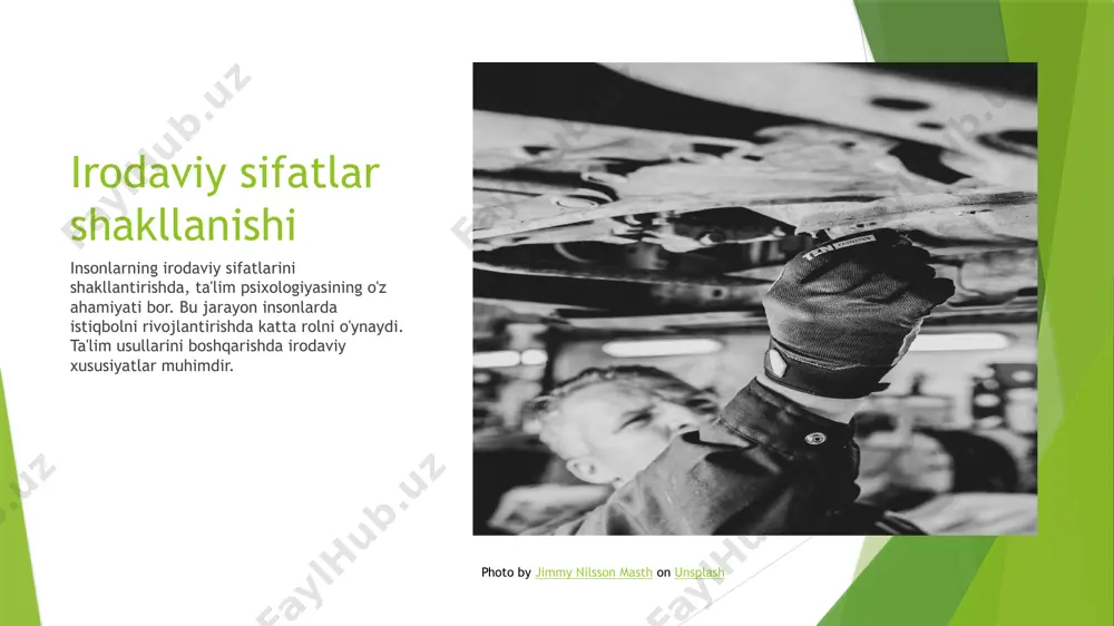 o'zlashtirish jarayonlarini belgilaydi va rivojlanishiga yordam beradi. 3 ta'lim jarayoni irodaviy sifatlar ta'lim jarayonida ahamiyatli ajoyib vosita sifatida o'z o'rnini egallaydi. shaxs o'zini o'rganish va rivojlantirishda bu fazilatlardan foydalanadi. e'tiboringiz uchun rahmat! image1.jpg image2.jpg image3.jpg /docprops/thumbnail.jpeg