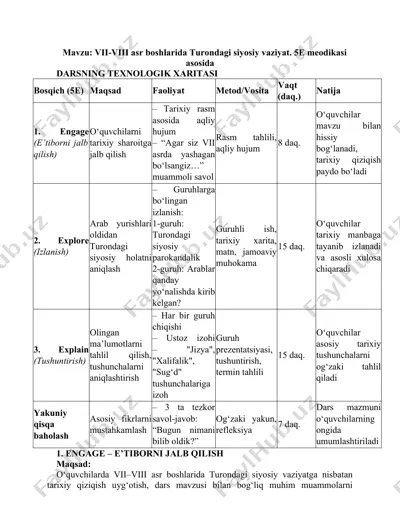 vii-viii asr boshlarida turondagi siyosiy vaziyat — DOCX