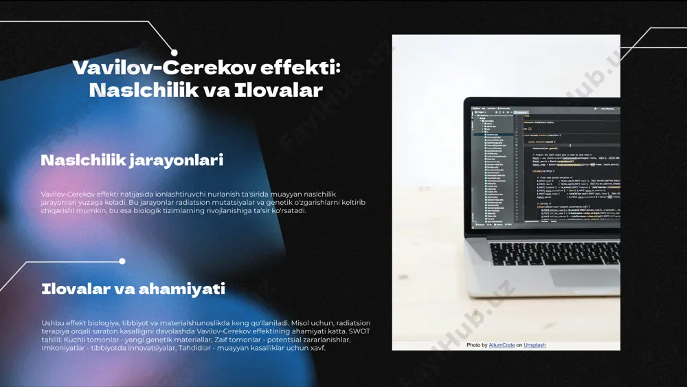 eltirilgan. vavilov-cerekov effekti: kelajakdagi tadqiqot yo'nalishlari tadqiqotlar uchun asosiy yo'nalishlar kelajakdagi tadqiqotlar vavilov-cerekov effekti bilan bog'liq yangi texnologiyalarni, masalan, yuqori energiyali fizikaviy o'lchovlarni va kvant hisoblash metodologiyalarini o'z ichiga oladi. ushbu innovatsiyalar fizik jarayonlarni yanada chuqurroq tushunishga yordam beradi. o'zbekiston uchun ahamiyatli tadqiqotlar o'zbekistonda vavilov-cerekov effekti bo'yicha tadqiqotlar energiya samaradorligini oshirish va yangi materiallar ishlab chiqarish jarayonlarida muhim ahamiyatga ega. masalan, ushbu tadqiqotlar elektr energiyasini tejash va sanoat jarayonlarida samaradorlikni oshirishga yordam beradi. photo by altumcode on unsplash vavilov-cerekov effekti: ilmiy hamkorliklar va loyihalar ilmiy hamkorliklar va loyihalar o'zbekistonda vavilov-cerekov effekti bo'yicha turli ilmiy hamkorliklar rivojlanmoqda. xorijiy ilmiy markazlar bilan birgalikda loyihalar olib borilmoqda, bu esa tadqiqotlar sifatini oshirishga hissa qo'shmoqda. o'zbekistondagi ilmiy institutlar o'zbekistondagi ilmiy institutlar, masalan, o'zbekiston milliy universiteti va fizika instituti, vavilov-cerekov effekti bo'yicha tadqiqotlar olib bormoqda. bu institutlar ilmiy hamkorliklar orqali yangi texnologiyalar va metodlarni ishlab chiqishga intilmoqda. loyihalar va natijalar har bir loyiha uchun ilmiy …