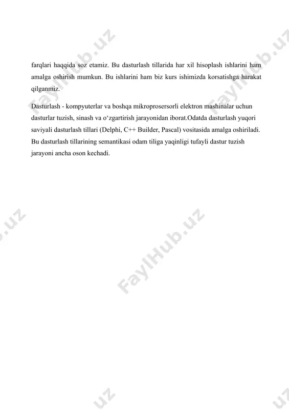 roperties) da aks ettiriladi. ob’ektlar inspektori komponentalaming nashr etilgan (published) xossalarini aks ettiriladi. published-xossalardan tashqari komponentalar umumiy (public), faqat ilovalarning bajarilish paytidagina murojat qilish mumkin bo’lgan nashr qilingan xossalarga ega bo’ladi. xossalar ro’yxati ob’ektlar inspektori xossalar varag’ida joylahadi. xossalarni proektlash paytida aniqlash mumkin yoki ilovalarning bajarilish paytida ko’rinishini o’zgartirish uchun kod yozish mumkin. komponenta xossalarini proektlash paytida aniqlash uchun shakldagi komponenta tanlanadi, ob’ektlar inspektori xossalari varag’i ochiladi, aniqlanadigan xossa tanlanadi va zurur bo’lsa xossalar muharriri yordamida o’zgartiriladi (bu kiritish uchun oddiy maydon yoki son, osilib tushuvchi ro’yxat, ochiluvchi ro’yxat, muloqat paneli va boshqalar bo’lishi mumkin).biror komponentaning xossalarini dasturning bajarilish paytida o’zgartirish uchun «imya komponenta» -> «nazvanie svoystva» tavsifiga o’zaruvchidek murojat qilish kerak, ya’ni qiymatlarni o’zimiz hohlagandek o’qishimiz yoki almashtirishimiz mumkin. xodisalar ob’ektlar inspektorining xodisalar varag’i (events) komponentalar tomonidan taniladigan xodisalar ro’yxatini ko’rsatadi. har bir komnonenta o’zining shaxsiy xodisalarni qayta ishlovchi naborga ega bo’ladi. c++ builder da xodisalarni qayta ishlovchi funksiyalarni …
