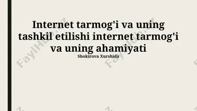 tcp/ip protokoli va uning ahamiyati — PPTX