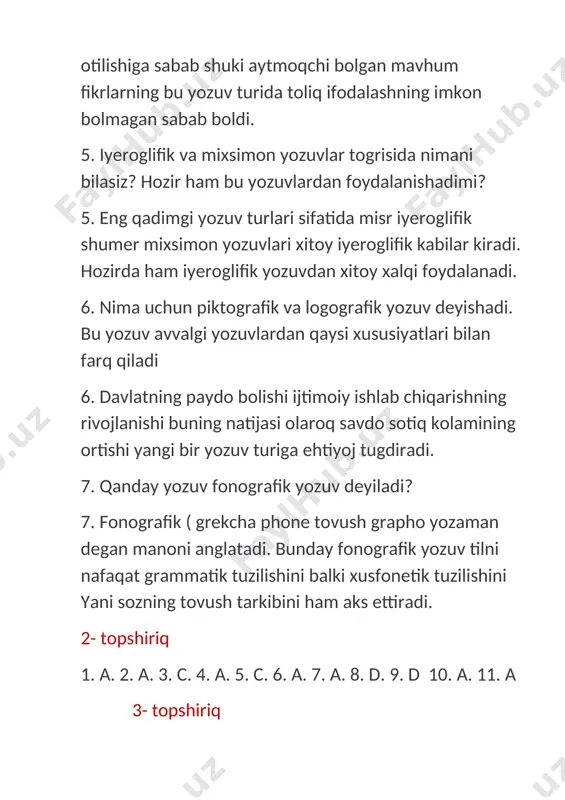 an yozma belgilar yoki tasvirlar tizimi. piktografik yozuv- piktografik lot. pictus rasm surat grapho yozaman degan manoni anglatadi. bu yozuv turining oziga xos tomoni uning ogzaki til bilan bogliq emasligi va uni har qanday til vakili tushuna olishidadir. logografik ( ideografik) yozuv-ideografik idea goya grapho yozaman degan manoni anglatadi. fonografik yozuv-fonografik grekcha phone tovush grapho yozaman degan manoni anglatadi. oromiy yozuv- finikiy yozuvi asosida eramizdan oldingi i ming yilliklarning boshida paydo bolgan. pahlaviy yozuv- oromiy yozuvining korinishlaridan biri sifatida iii asrda sosoniylar sulolasi hukmronligi davrida paydo bolgan. orfografiya- muayyan tildagi togri yozish qoidalari majmui. alfavit- biror tilning yozuviga qabul qilingan va malum an'anaviy tartib berilgan yozuv belgilari yoki bogin belgilari majmui. differensiyatsiya- fran. differentiation lot. differentia farqlanish farq degan manolarni anglatadi. 120 guruh normatova asila
