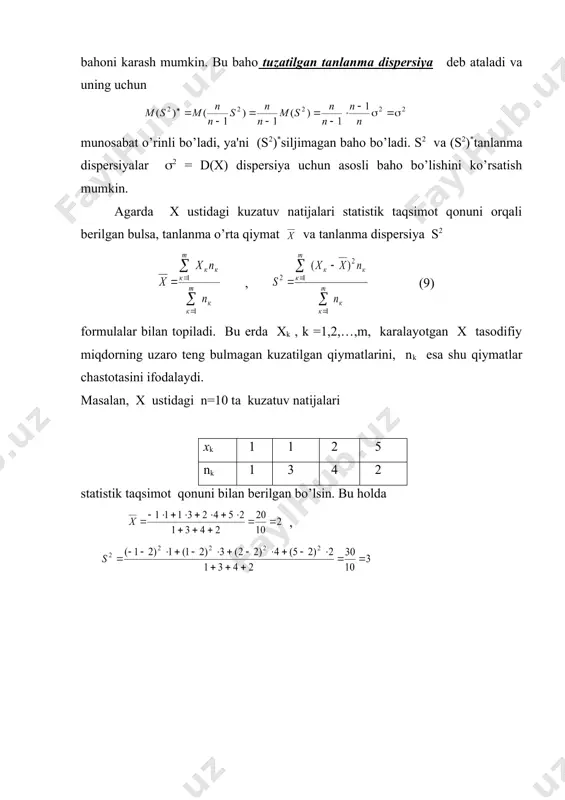 normal taqsimot paramеtrlarini baholash. tanlanma o’rta qiymat va dispеrsiya. - Page 5