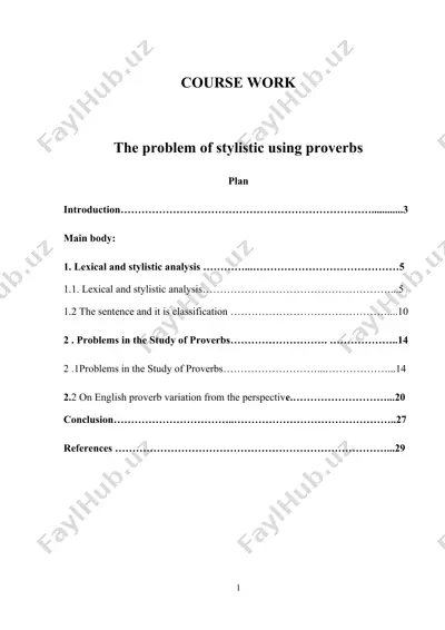 the problem of stylistic using proverbs — DOCX