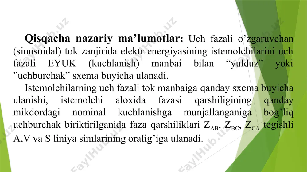 iste’molchilari uchburchak sxemada ulangan uch fazali tok zanjirini tekshirish - Page 3