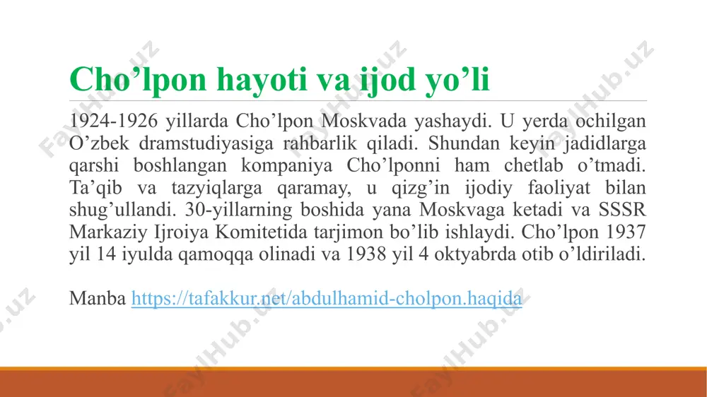 joydan uncha olisda emasmiz” degan so’zlariga qarab, voqea andijon viloyatining dukchi eshon qo’zg’aloni bo’lib o’tgan marhamat tumaniga yaqin bir joyda bo’lib o’tgan deb aytishimiz mumkin. bu davr o’zbek xalqining 2 tomonlama zulm ostida ezilgan davri edi. romaninig markaziy obrazi zebi “kecha va kunduz” romaninig markazida zebi, akbarali, miryoqub turadi, ularning o’zaro munosabatlari, to’qnashuvlari, taqdirlari roman syujetining asosini tashkil etadi. cho’lpon asarning boshidan oxirigacha zebi xarakteridagi samimiyatni, ochiqlikni eng muhim belgi sifatida ko’rsatadi. uning tomirlarida navqironlik jo’sh uradi, ko’nglida esa tevarak-atrofni qurshab olganlarga, dugonalariga, bahorga, hamma-hamma narsaga muhabbat hokim! u hali hayotning achchiq-chuchugini ko’rmagan. zebining murg’ak qalbi dunyoda razolat va qabihlik, yomonlik va yovuzlik borligini sig’dira olmaydi. zebi 4 devor ichida kishini erksiz qiluvchi havolardan nafas olib ulg’aydi. u ko’proq otasidan qo’rqadi. otasi razzoq so’fi o’z uyining qabristonlar qadar jim-jit bo’lishini istaydi. u xotin-halaj oldida til qaldiratishni ravo ko’rmaydi. zebini hayotsevar qilgan omillardan bittasi – uning jarangdor ovozi. zebida o’zbek ayollariga …