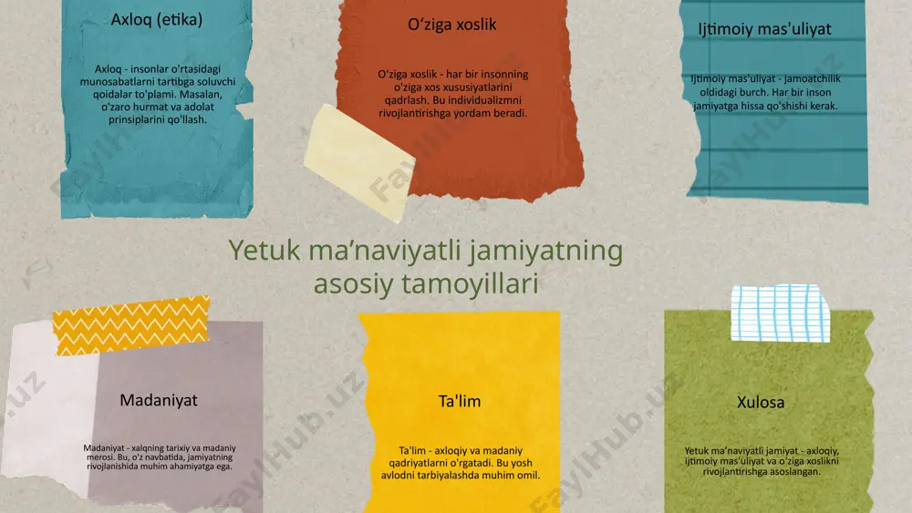 amiyatga ega, chunki ular yosh avlodni tarbiyalashda va ularni to’g’ri yo’naltirishda asosiy rol o’ynaydi. jamiyatning ma’naviy salohiyati, ijtimoiy muammolarni hal qilishda va barqaror taraqqiyotga erishishda muhim ahamiyatga ega. shu sababli, ma’naviy yangilanish davomida jamiyatning ijtimoiy tuzilmasini yaxshilashga intilish zarurdir. photo by anjali mehta on unsplash ma’naviy o‘zgarishlarni qo‘llab-quvvatlash mexanizmlari ma’naviy o‘zgarishlarni qo‘llab-quvvatlash mexanizmlari, o‘zbekistonning yangi rivojlanish yo‘nalishlarida muhim ahamiyatga ega. bu mexanizmlar ta'lim, madaniyat va ijtimoiy hayotda yangiliklarni joriy etish orqali amalga oshiriladi. o‘zgarishlarni qo‘llab-quvvatlash mexanizmlari ushbu mexanizmlar, xususan, davlat siyosati, jamiyatning faolligi va ta'lim tizimidagi o‘zgarishlar orqali ta'minlanadi. ular ma’naviy qadriyatlarni mustahkamlashga qaratilgan. davlat va jamiyatning roli davlat, ma’naviy o‘zgarishlarni qo‘llab-quvvatlashda muhim rol o‘ynaydi. u, o‘z navbatida, jamiyatning ma’naviy rivojlanishiga yordam beruvchi dasturlar yaratadi. ta’lim tizimida ma’naviyatni rivojlantirish ta'lim tizimi, yoshlarda ma’naviy qadriyatlarni rivojlantirishda asosiy omil hisoblanadi. bu orqali, kelajak avlodlar ma’naviyatini oshirishga erishiladi. o‘zbekistonning iqtisodiy rivojlanishiga ta’siri ma’naviy o‘zgarishlar, o‘zbekiston iqtisodiyotining barqaror rivojlanishiga yordam beradi. ular, iqtisodiy o‘sishga …