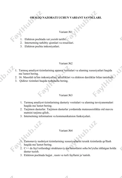 elektron pochtada xat yozish tartibi — DOCX