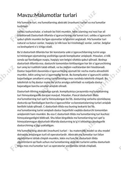 ma'lumotlar turlari — DOCX