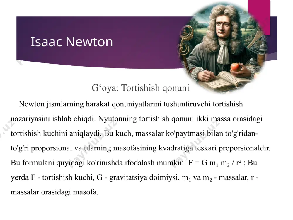 irzo ulug‘bek g‘oya: yulduzlar jadvali ('zij-i ko‘ragoniy') ulug'bek — xv asrda yashagan buyuk astronom va hukmdor. u o'zining "zij-i jadid" (yangi zij) asari bilan mashhur bo'lib, unda yulduzlarning joylashuvi, ularning harakati va boshqa astronomik hodisalar haqida aniq ma'lumotlar keltirilgan. ulug'bekning asari o'z davrida eng mukammal astronomik jadval sifatida tanilgan va keyingi avlodlar uchun muhim manba bo'lgan. ahmad al-farg‘oniy g‘oya: yerning o‘lchamlari haqida aniq ma’lumotlar al-farg'oniy — ix asrda yashagan astronom va matematik. u yer o'lchovlari, geodeziya va astronomik kuzatuvlar bo'yicha muhim ishlar olib borgan. al-farg'oniy yerning radiusini aniqlashda ilg'or metodlardan foydalangan va o'z kuzatuvlari natijasida geodeziya sohasida aniq ma'lumotlar taqdim etgan. uning ishlari yer o'lchovlari va astronomik tadqiqotlar uchun muhim ahamiyatga ega bo'lgan. xulosa g‘arb va sharq olimlarining g‘oyalari global taraqqiyotga katta ta’sir ko‘rsatib dunyoning har tomonlama juda yuqori tezlikda rivojlanishiga sabab bo’ldi. ushbu olimlar o'z zamonlarida ilm-fan rivojiga katta hissa qo'shib, bugungi kunda ham ularning ishlari ilmiy tadqiqotlarda qo'llaniladi. …