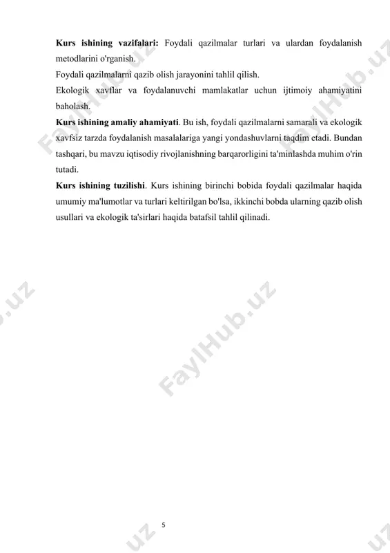anadigan mineral resurslar, tabiiy ravishda o'zgarish jarayonlarida yangilanishi yoki o'zini tiklashi mumkin bo'lgan minerallardir. bunga quyidagilar kiradi: boshqa minerallar: ba'zi minerallar, masalan, qayta ishlash texnologiyalari yordamida foydali xom ashyo sifatida qayta ishlanadi va ulardan yangi materiallar ishlab chiqariladi. quritilgan mineral resurslar quritilgan minerallar, tabiiy holatda mavjud bo'lib, ular turli sanoat tarmoqlarida ishlatiladi. masalan, ba'zi rudalar o'z tarkibida foydali minerallarni o'z ichiga olgan holda quritilgan minerallar sifatida qabul qilinadi. mineral resurslarning tasnifi ularning fizikaviy va kimyoviy xususiyatlariga, foydalanish mumkinligiga va iqtisodiy ahamiyatiga asoslanadi. ularning turlari va ularning sanoatda ishlatilishi dunyo miqyosida iqtisodiy va ekologik taraqqiyotga katta ta'sir ko'rsatadi. energiya resurslari foydali qazilmalar - xalq xoʻjaligida bevosita foydalaniladigan togʻ jinslari va turli sanoat tarmoqlari uchun qimmatli foydali qazilmalarni olish mumkin boʻlgan tabiiy mineral tuzilmalar. tog'-kon sanoati korxonalari mahsulotlarining asosiy turlari uchun tabiiy resurslar metall, metall bo'lmagan va yonuvchan bo'lingan foydali qazilmalardir. minerallarning tasnifi: yoqilg'i-energetika (neft, gaz, ko'mir, slanets, torf, uran rudalari va …