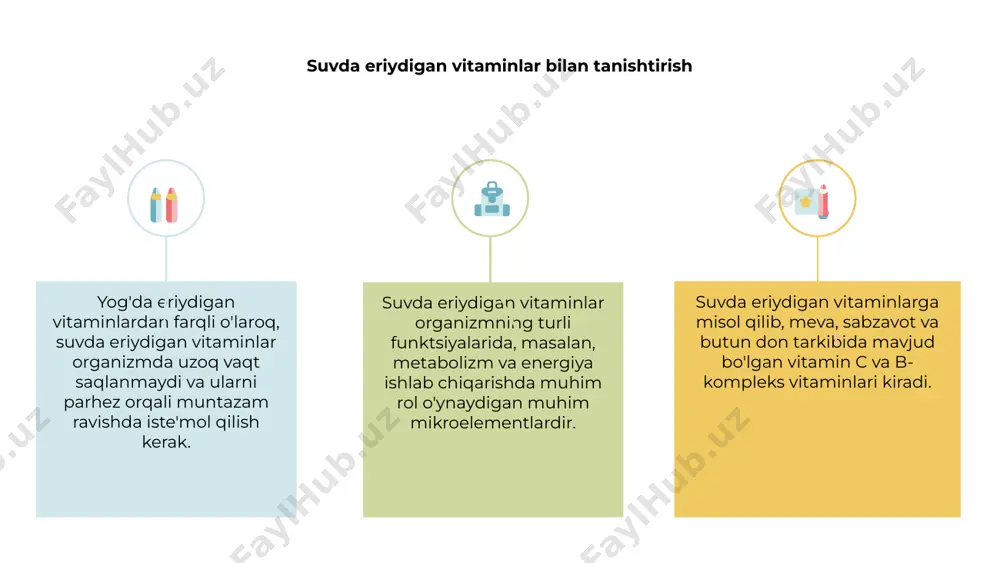 1 bu dnk sintezi va tiklanishi uchun juda muhim, bu qizil qon hujayralarining to'g'ri rivojlanishi va asab naychalari nuqsonlarining oldini olish uchun muhimdir. 3 folatning yaxshi xun manbalariga yashil bargli sabzavotlar, mevalar va boyitilgan donlar kiradi, ammo ba'zi odamlar uchun qo'shimchalar kerak bo'lishi mumkin. vitamin b12: kobalaminning asosiy funktsiyalari vitamin b12, shuningdek, kobalamin sifatida ham tanilgan, organizmda hal qiluvchi rol o'ynaydi, chunki u asab tizimining to'g'ri ishlashi va qizil qon hujayralarini ishlab chiqarish uchun zarurdir. 01 bu suvda eriydigan vitamin bo'lib, u suvda eriydi va uzoq vaqt davomida tanada saqlanmaydi. bu parhez yoki qo'shimchalar orqali etarli darajada b12 iste'mol qilishni muhim qiladi. 02 b12 vitaminining etishmasligi charchoq, zaiflik va nevrologik muammolar kabi alomatlarga olib kelishi mumkin. optimal salomatlikni saqlash uchun dietangizga b12 manbalarini kiritish muhimdir. 03 soch va tirnoq salomatligi uchun biotin (b7 vitamini). b7 vitamini sifatida ham tanilgan biotin soch va tirnoqlarning sog'lom o'sishini ta'minlashda hal qiluvchi rol o'ynaydi. …