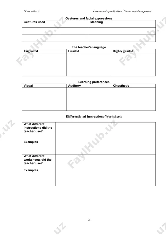 classroom observation form - Page 2
