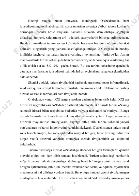 satishga aloqador bo‘lgan tarmoqlarni qamrab oluvchi o‘ziga xos dam olish sanoati hisoblanadi. turizm sohasidagi hamkorlik xo‘jalik jamoat ishlab chiqarishga aholining band bo‘lmagan yoki qisman band bo‘lgan qatlamlarini jalb qilib, mehnat resurslaridan to‘liq va oqilona foydalanish muammosini hal qilishga yordam beradi. bu ayniqsa sanoati yaxshi rivojlanmagan mintaqalar uchun muhimdir. turizm sohasidagi hamkorlik iqtisodiy imkoniyatlari nisbatan yuqori emasligi bilan farqlanuvchi ayrim mintaqalarni rivojlantirishda muhim rol o‘ynaydi. turizm, bu mintaqalarda ishga oid faollikka yordam beradi, jamoat ishlab chiqarishida band bo‘lmagan mehnatga layoqatli aholini jalb qiladi, mehnatni tatbiq qilish sohasini kengaytiradi. turizm sohasida hamkorlik qilish iqtisodiyotning rivojlanishini faollashtiradi, mintaqaviy resurslardan samarali foydalanishga hamda xizmat ko‘rsatish sohasi xodimlarining malakasini oshirishga yordam beradi. turistik tarmoq qishloq xo‘jaligi ishlab chiqarishni rivojlantirishni jadallashtirish va uni yaxshilashga yordam beradi. kelajakda aholiga xizmat ko‘rsatish sohasining kengayishi bilan xizmat ko‘rsatish sohasida band bo‘lganlar soni ortib boradi. turizm sohasida hamkorlik qilish orqali tarmoqning jadal rivojlanishi, uning iqtisodiy ahamiyatining o‘sishi turistik xizmat sohasining …