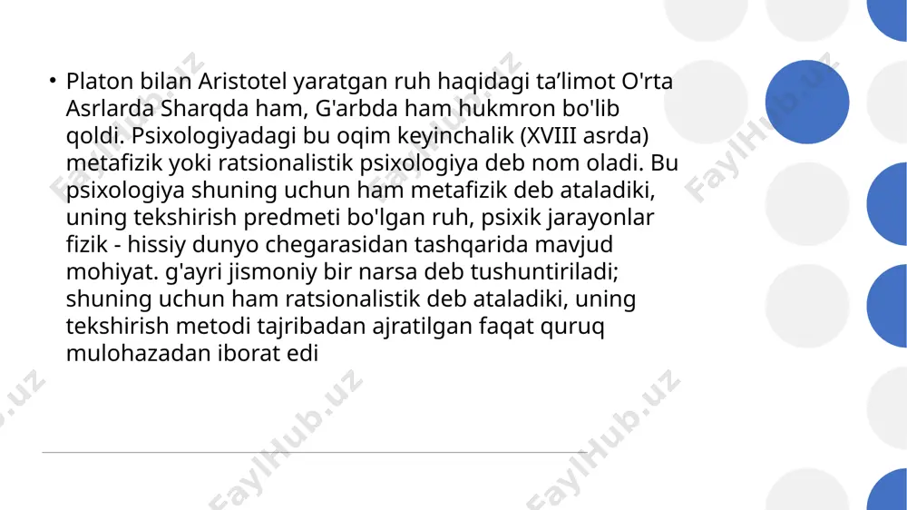 insonning harakatlari mana shu ikki ruhning to‘qnashuvi natijasi bomib hisoblanadi. avgustin bu ta’limotni qabul qildi - u bu dunyoda yovuzlikning mavjudligini tushuntirardi. ammo bu ko’pga cho'zilmadi, chunki manixeylik avgustin intilgan ma’naviy hayot uchun kuch bermasdi. avgustinning bu oqimga qiziqishi intellektual jihatdan ham yo'qotdi. manixeylikdan qaytgach, u skeptisizm tarafdorligi qatoriga qo'shildi. ammo skeptitsizm ham avgustinni qoniqtirmadi va u neoplatonizmga yuz burdi. avgustin neoplatonizmda yovuzlik haqidagi savolga ma’qul javob topdi. m a’naviy hayotni neoplatoncha real tushunish ham avgustinga ma’qul keldi. u platon va plotinni o'rganishdan intellektual orom topdi. ammo uning shaxsiy tajribasi “to'g'ri tushunish to‘g‘ri harakatlarga olib boradi”, degan neoplatoncha tafakkurga ishonchiga zid kelib qoldi. zotan, avgustin o‘zi to‘g‘riligini biladigan hayotni boshdan kechirishga qodir emasligini anglardi. 31 shu bilan bir vaqtda, avgustin xristianlar nazariy jihatdan undan zaif bo'lishsa da, ma’naviy jihatdan undan kuchli ekanliklarini ham tushunardi. shuning uchun avgustin xristianlar nazariy jihatdan avgustinni qoniqtirmasa-da, yuksak boholardi. umrining ushbu bosqichida u ritorika muallimi …