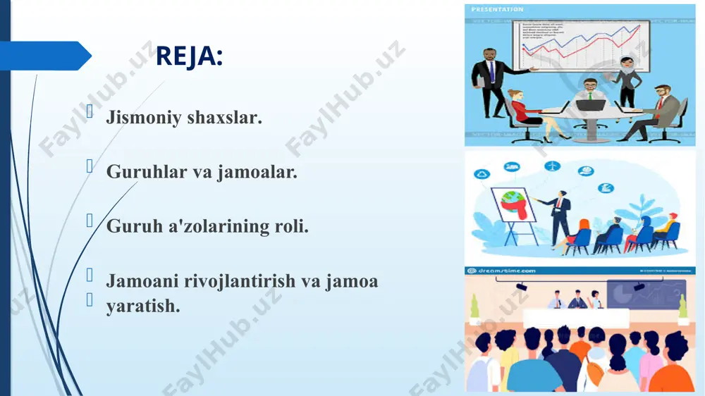 tarmoqlararo jamoalar turli bo‘limlarning xodimlaridan tashkil topgan bo‘lib, ularda mutaxassislarning malakasini birlashtirgan. ko'p malakali jamoalar o'zlari bir nechta mahoratga ega bo'lgan odamlardan iborat. rol turi izohlar ishni tashkil etish jamoalar turli odamlarning mahoratini birlashtiradi. boshqaruv jamoalar muvofiqlashtiruvchi mexanizmdir: ular turli biznes funktsiyalari o'rtasidagi murakkab o'zaro ta'sirlardan qochishadi. fikrlarni shakllantirish jamoani qo'yib yuborishdan qo'rqish kuchli motivator bo'lishi mumkin: jamoaga sodiqlik odamlarning ishlashi va xatti-harakatlarini nazorat qilish uchun ishlatilishi mumkin. qaror qabul qilmoq jamoalar, masalan, aqliy hujum va ma'lumot almashish orqali g'oyalarni ishlab chiqishi mumkin. ko'p tarmoqli jamoalar aralash malakali jamoalar virtual jamoalar ko'p tarmoqli jamoalar turli ko'nikmalar va ixtisoslarga ega bo'lgan odamlarni birlashtiradi, shunda ularning ko'nikmalari, tajribasi va bilimlari birlashtirilishi yoki baham ko'rilishi mumkin. ko'p tarmoqli jamoa guruhning har qanday vazifasini bajara oladigan bir nechta odamlarni birlashtiradi. virtual jamoalar axborot-kommunikatsiya texnologiyalari (akt) yordamida hamkorlikning ijtimoiy, hamkorlik va axborot jihatlarini takrorlash orqali uzoq joylarda ishlaydigan odamlarni birlashtiradi. belbin to'qqizta jamoa rolini aniqlaydi. …