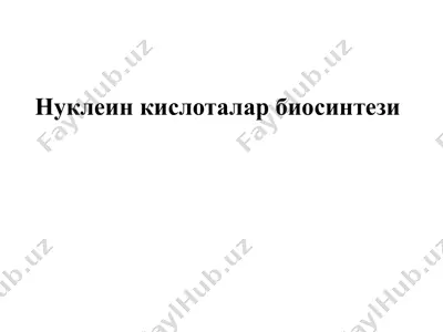 нуклеин кислоталар биосинтези — PPTX
