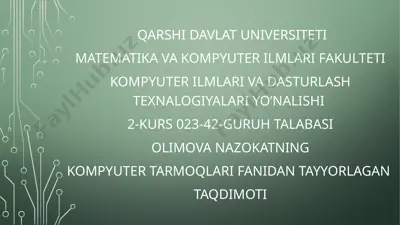 kompyuter tarmoqlari protokollari — PPTX