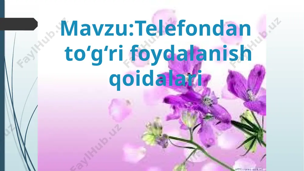 ish mumkinmi? siz telefon ishlatasizmi? uning foyda va zararlari haqida gapiring yana qanday telefondan foydalanish qoidalarini bilasiz? berilgan rasmlardan to'g'ri harakatni toping. 1. 2. e`tiboringiz uchun rahmat. image1.jpeg image2.jpeg image3.png image4.png image5.jpeg image6.jpeg image7.jpeg image8.jpeg image9.png image10.jpeg image11.jpeg image12.png image13.jpeg image14.jpeg image15.jpeg image16.jpeg image17.jpeg image18.jpeg image19.jpeg image20.jpeg kids crosswalk. road safety zebra traffic light warning, students school child pedestrian sidewalk, street car urban