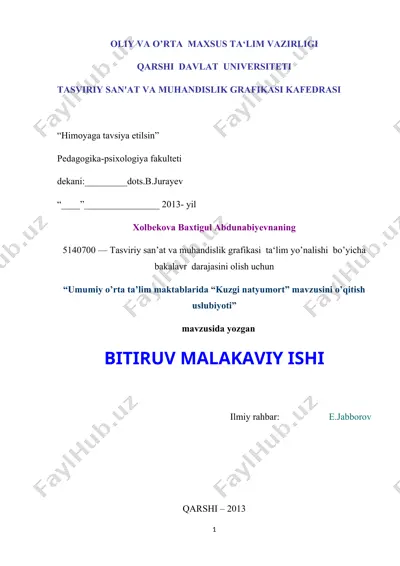 umumiy o’rta ta’lim maktablarida “kuzgi natyumort” mavzusini o’qitish uslubiyoti — DOC