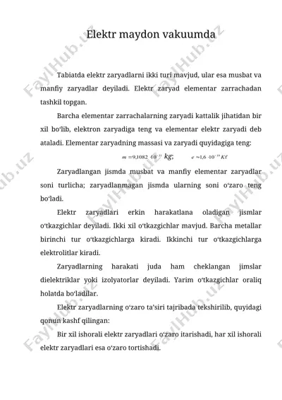 elektr maydon vakuumda — DOC