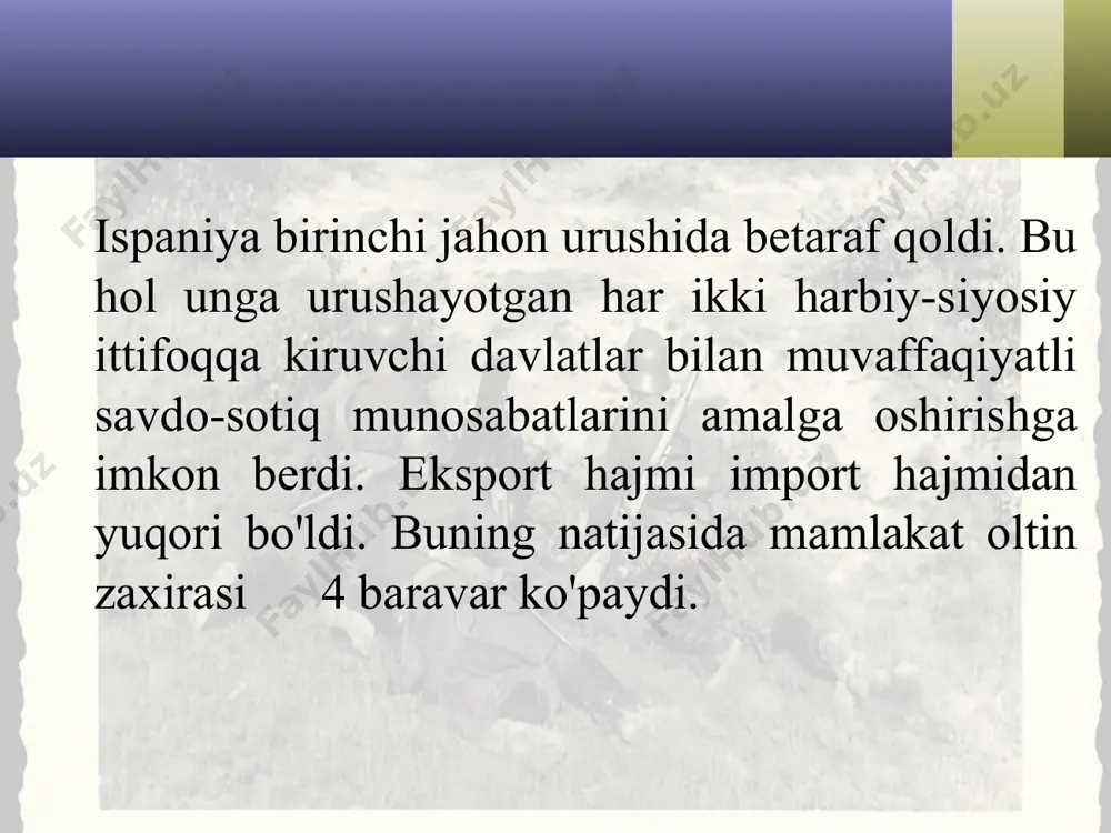 deb nomlangan fashistik partiyani tuzdi. bundan ko'zlangan maqsad diktaturaning ijtimoiy tarkibini kengaytirish edi. bunga partiya safiga mayda va o'rta mulkdorlarni jalb etish orqali erishish ko'zda tutilgandi. bundan tashqari, primo de rivera mehnat bilan sarmoyaning hamkorligini ta'minlash maqsadida «baravarlik komissiyasi» tuzdi va komissiyaga har ikki tomondan teng miqdorda vakillar kiritildi. primo de rivera o'z diktaturasiga qonuniy tus berishga harakat qildi. shu maqsadda 1925-yil dekabrda direktoriyani ministrlar kabineti bilan almashtirdi va mamlakatda yangi konstitutsiyani ishlab chiqishga kirishildi. primo de rivera italiya fashizmi bilan yaqinlasha boshladi. 1926-yilning 7-avgustida u bilan do'stlik to'g'risida shartnoma imzoladi. 1931-yil 12-aprelda bo'lib o'tgan mahalliy saylovlarda respublikachilar g'alaba qozondi. saylov yakuni haqidagi xabar siyosiy kurashning rivojlanishiga turtki berdi. mamlakatda burjua-demokratik inqilobi yuz berdi. 14-aprel kuni inqilobchilar qirol hokimiyati ag'darilganligini e'lon qildilar. buni eshitgan va yengilishiga iqror bo'lgan qirol alfonso xiii shu kuni taxtdan voz kechdi va mamlakatdan qochib ketdi. 1931-yil iyun oyida ta'sis majlisiga saylov bo'lib o'tdi. unda respublikachi …